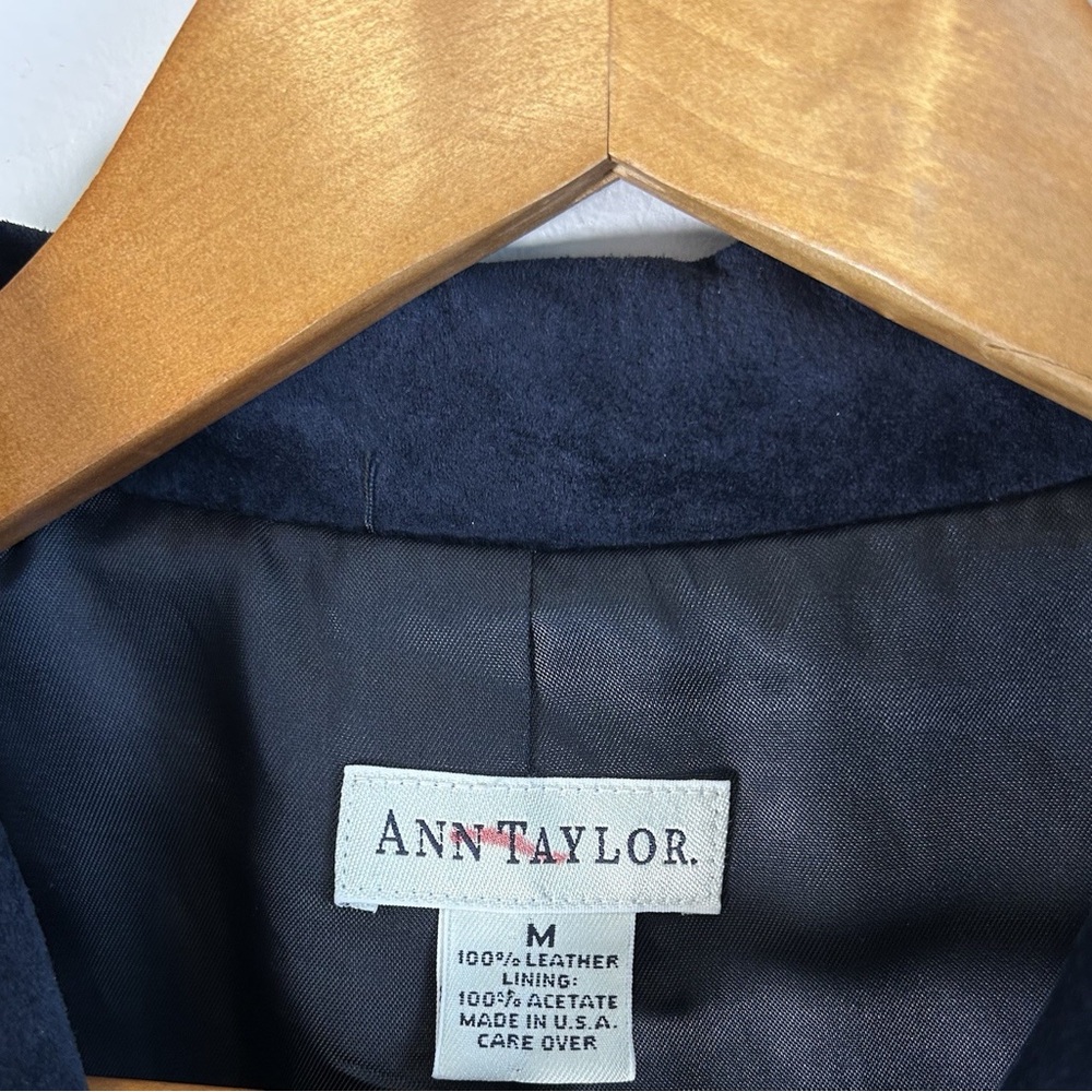 Ann Taylor Navy Suede Blazer Jacket - Picture 2 of 5